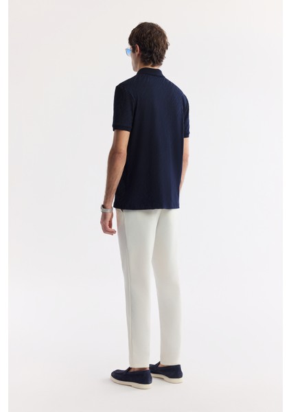 Erkek Lacivert Polo Yaka Jakarlı Regular Fit T-Shirt A51Y1090 fırsatları