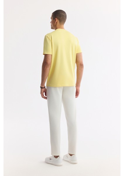 Erkek Sarı Bisiklet Yaka Enjeksiyon Baskılı İnterlok T-Shirt A51Y1021