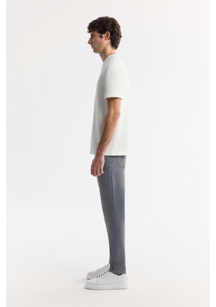 Erkek Beyaz Bisiklet Yaka Baskılı Bi-Stretch İnterlok Regular Fit T-Shirt A51Y1132 modelleri