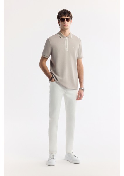 Erkek Gri Polo Yaka Bi-Stretch Baskılı İnterlok Regular Fit T-Shirt A51Y1007 modelleri