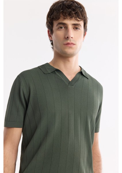 Erkek Haki Polo Yaka Rayon Triko Regular Fit T-Shirt A51Y5015 fiyatları