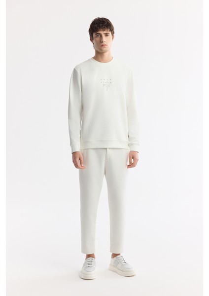 Erkek Beyaz Carrot Fit Klasik Bel Pamuklu Jersey Pantolon A51y3013