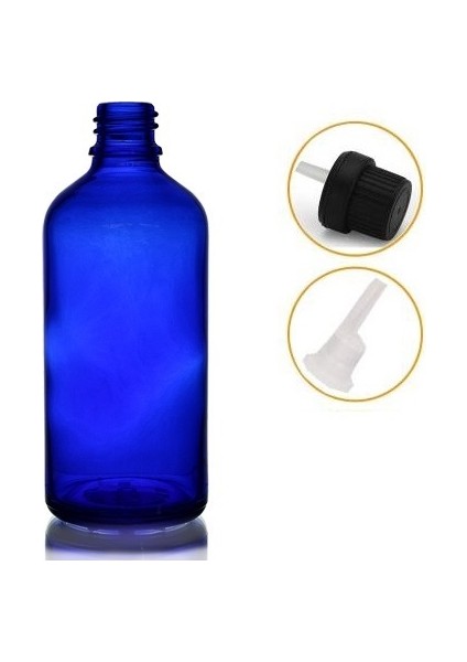 50 ml Mavi Cam Içten Da mlalıklı Şişe Siyah Kapak, 24 Adet
