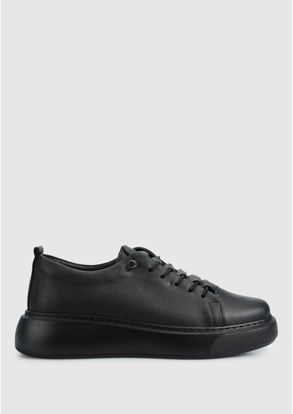 Siyah Deri Kadın Sneaker