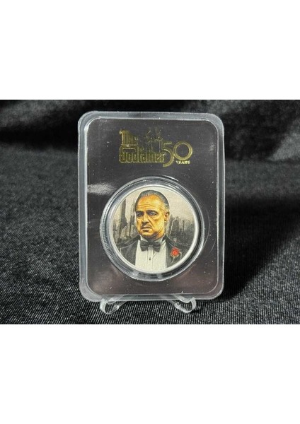 Niue 2 Dolar 2022 – The Godfather™ (Baba Filmi) 50. Yıl Özel Gümüş Para Renkli Tasarım – Blister Ambalaj – 1 Oz (%99.9 Saf Gümüş) Hatıra Para