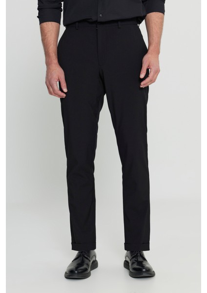 Slim Fit Dar Kesim Beli Lastikli Yan Cep Esnek Casual Pantolon