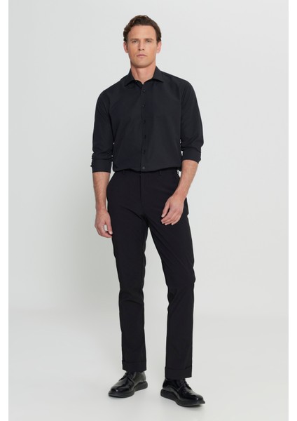 Slim Fit Dar Kesim Beli Lastikli Yan Cep Esnek Casual Pantolon