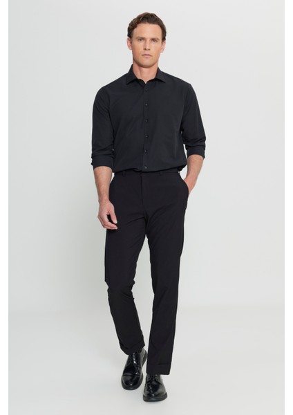 Slim Fit Dar Kesim Beli Lastikli Yan Cep Esnek Casual Pantolon