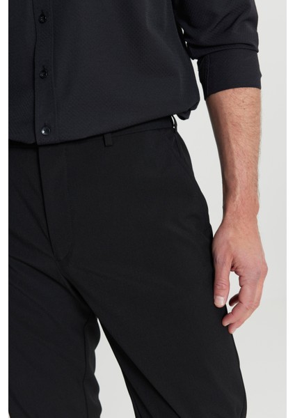 Slim Fit Dar Kesim Beli Lastikli Yan Cep Esnek Casual Pantolon
