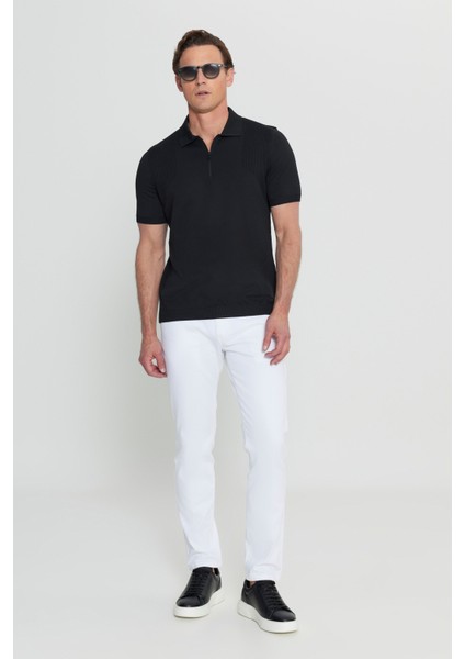 Standart Fit Normal Kesim Polo Yaka Jakarlı Triko Tişört fiyatları