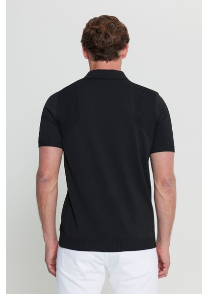 Standart Fit Normal Kesim Polo Yaka Jakarlı Triko Tişört indirimleri