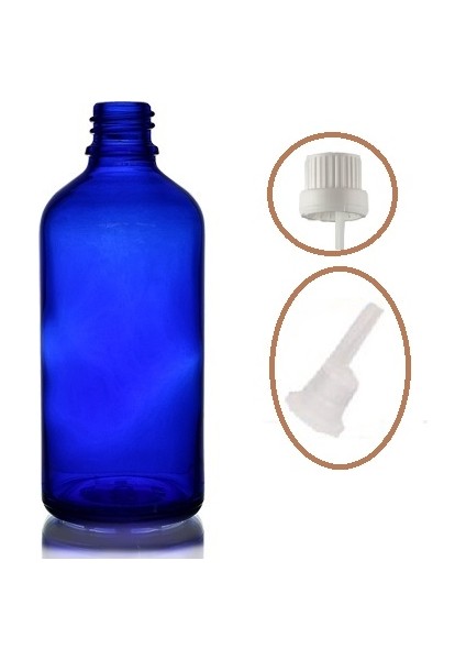 50 ml Mavi Cam Içten Da mlalıklı Şişe Beyaz Kapak, 24 Adet