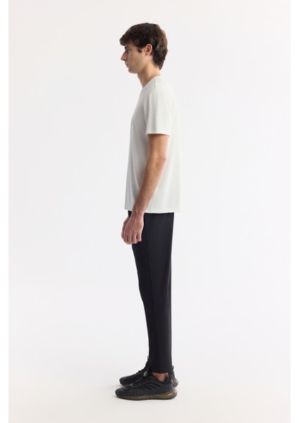 Erkek Ekru Bisiklet Yaka Baskılı Shoft Touch Flamlı T-Shirt A51Y1106