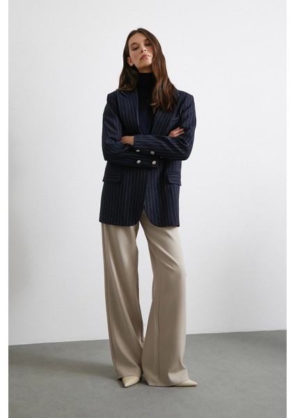 Yüksek Bel Geniş Paça Pantolon Vizon fırsatları