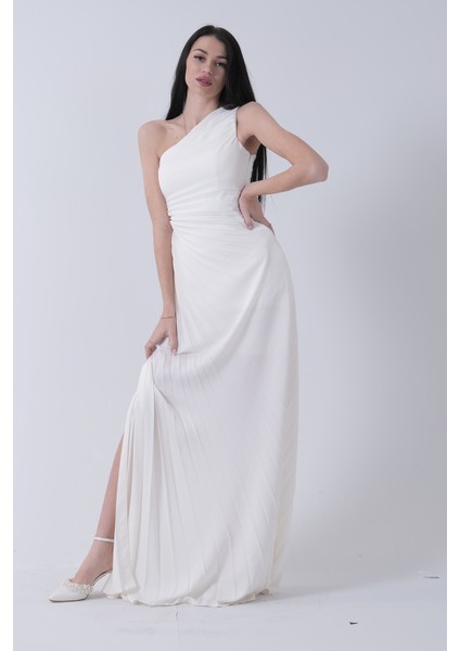 Ekru Bel Dekolteli Taş Işlemeli Abiye Elbise 4521014.147