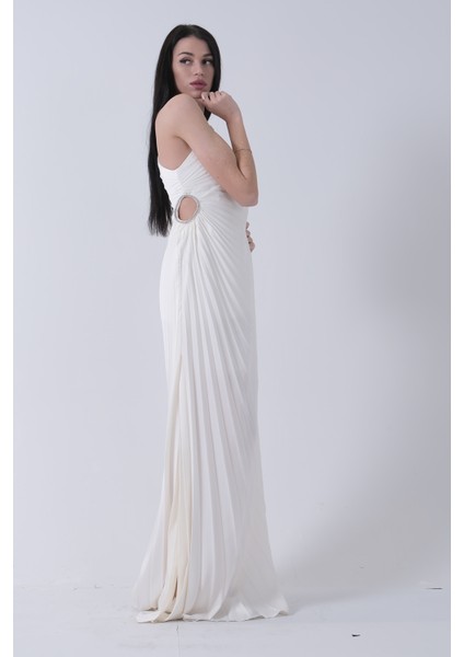 Ekru Bel Dekolteli Taş Işlemeli Abiye Elbise 4521014.147 fırsatları