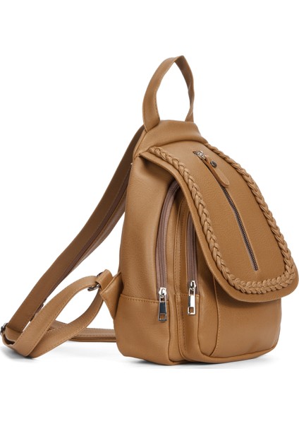 GK66 Kadın Sırt Çantası Günlük Kullanıma Uygun Örgü Motifli Kapaklı Çanta fırsatları