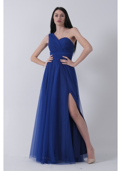 Saks Tek Omuz Yırtmaçlı Abiye 9705155.26