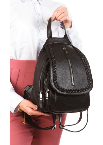 GK66 Kadın Sırt Çantası Günlük Kullanıma Uygun Örgü Motifli Kapaklı Çanta fiyatları