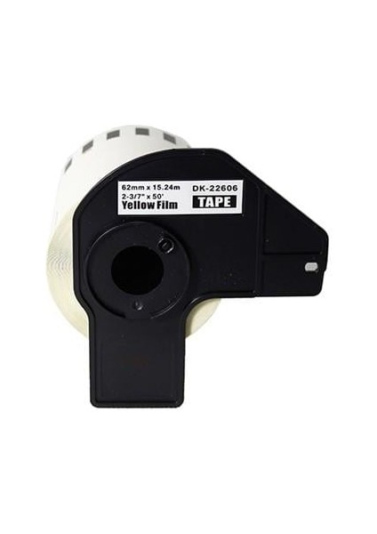 Prıntpen Brother P-Touch DK-22606 Dayanıklı Süreklı Fılm Yüzeylı Sarı Etıket (62MM x 15,24M)