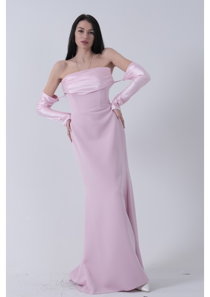 Pudra Drapeli Düğme Detaylı Uzun Abiye 9705361.79 fırsatları