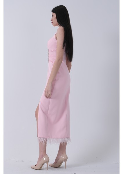 Pudra Önü Taş Detaylı Yırtmaçlı Tüy Detaylı Abiye 9705402.79 modelleri