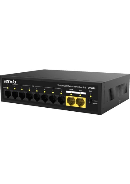 S110PC 10 Port 10/100 Mbps Poe+ Swıtch