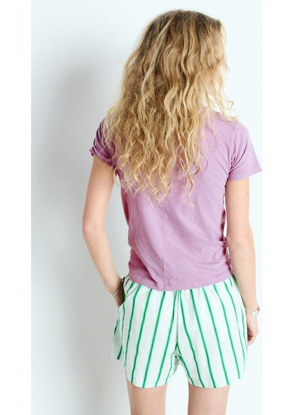 Bisiklet Yaka Düz Lila Kadın T-Shirt GAMI21E25_LILAS fırsatları