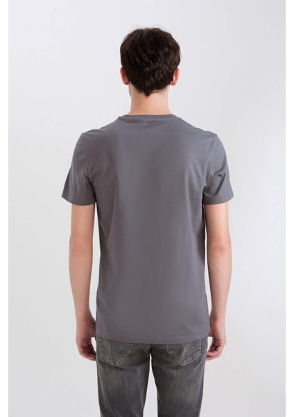 %100 Pamuk Slim Fit Dar Kesim Bisiklet Yaka Baskılı Kısa Kollu Tişört D5565AX25SP indirimleri