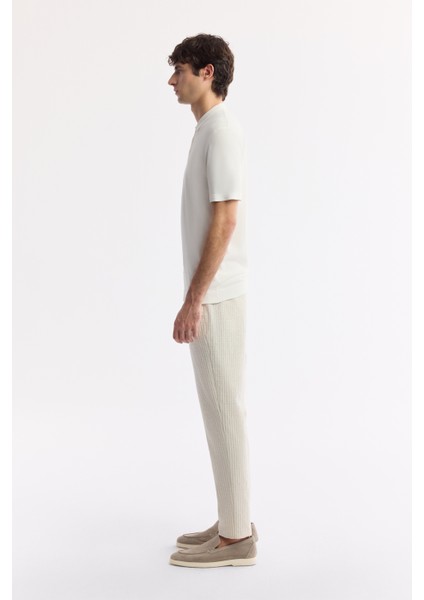Erkek Ekru Polo Yaka Basic Rayon Triko T-shirt A51Y5035
