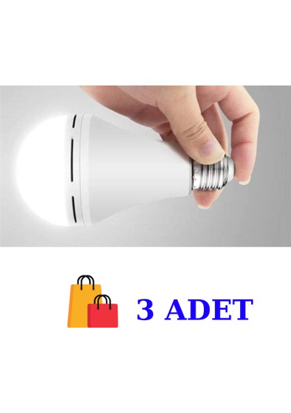 CATA-4229 Şarjlı Led Ampul 9 W Beyaz Işık 3 Adet fiyatları