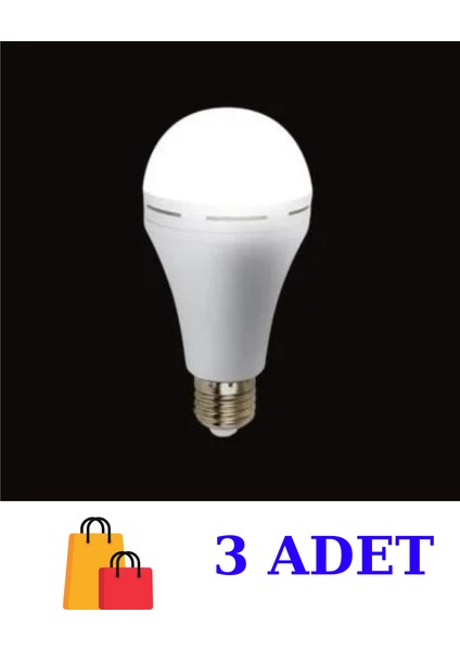 CATA-4229 Şarjlı Led Ampul 9 W Beyaz Işık 3 Adet indirimleri