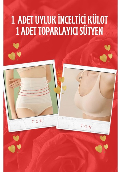 1 Adet Uyluk Inceltici Külot ve 1 Adet Toparlayıcı Lazer Kesim Sütyen Set