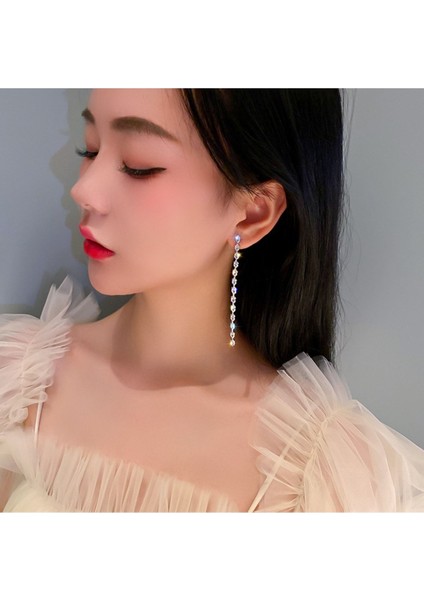 Abiye Taşlı Uzun Şerit Küpe modelleri