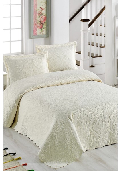 Ivy Krem Çift Kişilik Microfiber Kapitone Yatak Örtüsü