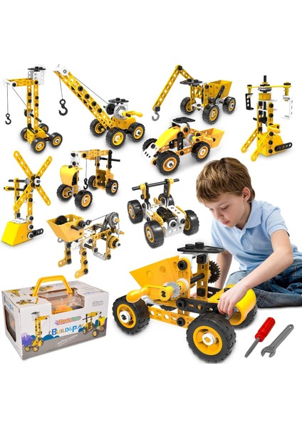 Eğitici Yapı Oyuncakları Stem Öğrenme Seti, Okul Öncesi Çocuklar Için 10'u 1 Arada Inşaat Blokları, 108 Parça Mühendislik Oyuncakları Erkek Çocuklar Için Yaratıcı Set Hediyesi Yaş (Yurt Dışından)