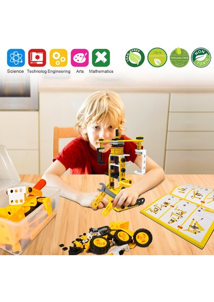 Eğitici Yapı Oyuncakları Stem Öğrenme Seti, Okul Öncesi Çocuklar Için 10'u 1 Arada Inşaat Blokları, 108 Parça Mühendislik Oyuncakları Erkek Çocuklar Için Yaratıcı Set Hediyesi Yaş (Yurt Dışından) fırsatları