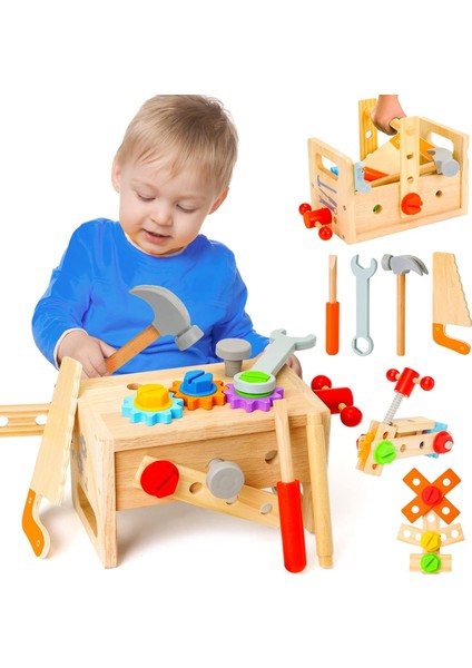 Çocuklar Için Ahşap Alet Seti 2 3 4 5 Yaşında, 29 Adet Eğitici Stem Oyuncaklar Yürümeye Başlayan Montessori Oyuncakları 2 Yaşındaki Inşaat Okul Öncesi Öğrenme Faaliyetleri Erkekler (Yurt Dışından)