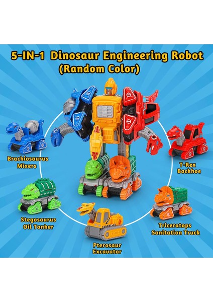 5'i 1 Arada Dinozor Erkekler Için Dönüştürme Oyuncakları 4-6 Dinozor Araba Aksiyon Figürleri Dönüşüm Dino Robot Oyuncakları Çocuklar Için 3-5 5-7 Eğitici Stem 3 4 5 6+ Yaşındaki Er (Yurt Dışından)