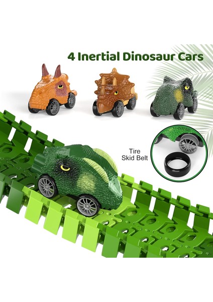 Dinozor Oyuncakları Yarış Arabası Pisti 169 Parça 3+ Yaş, Dinozor Oyuncakları Oyuncaklar 3-5, 6 Parça Dino Araba, 2 Dino ve Esnek Yarış Pisti 3 4 5 6 Yaşındaki Erkek Çocuklar Için (Yurt Dışından) fırsatları