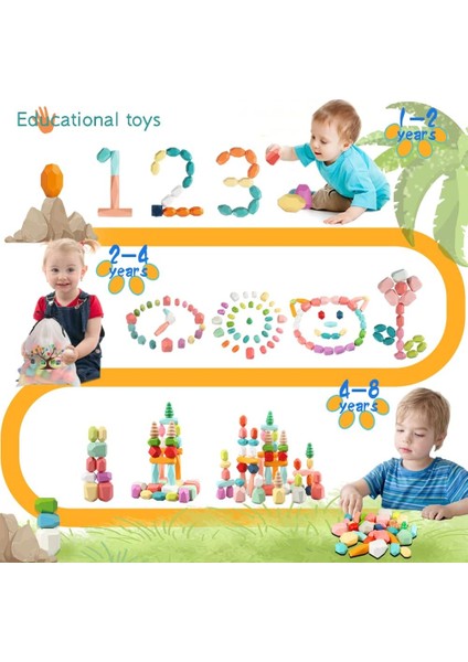 48 Adet Ahşap Istifleme Yapı Taşları Montessori Oyuncakları 1 2 3 4 5 6 Yaşındaki Kız Erkek Okul Öncesi Eğitici Duyusal Oyuncaklar Yeni Yürümeye Başlayan Çocuklar Için 1-3 Stem Öğr (Yurt Dışından)