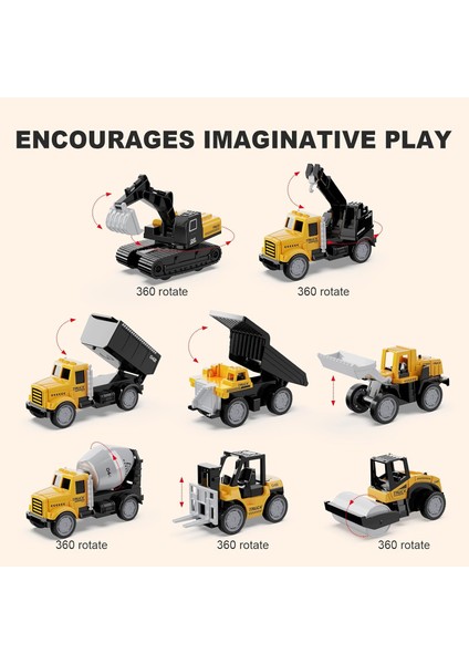 Alaşım Mini Inşaat Araçları, 8 Adet Döküm Inşaat Oyuncak Seti, Ekskavatörler Mikser Kamyonu Buldozerler Forklift Damperli Kamyon Oyuncakları, Yeni Yürümeye Başlayan Çocuklar Çocukl (Yurt Dışından) fiyatları