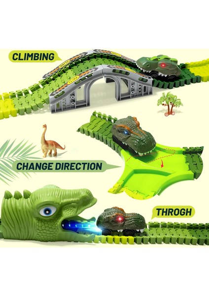 Dinozor Oyuncakları, 309PCS Dinozor Yarış Pisti Tren Oyuncak, 4 Dino Araba, 6 Dino Oyuncak, 270 Parça Seti, Bir Dino Dünya Yol Yarışı Yarat, Erkek Çocuk Küçük Çocuklar Için Oyuncak (Yurt Dışından)