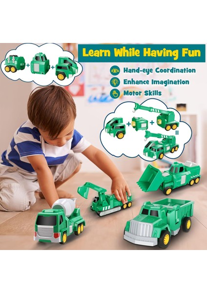 4 5 6 7 8 Yaş Için Oyuncaklar - Transform Robot Çocuk Oyuncak Arabaları | 4-8 Yaş Arası Çocuklar Için Stem Geliştirme Küçük Çocuk | 5'i 1 Arada Inşaat Oyuncakları Erkek Kızlar Için (Yurt Dışından)