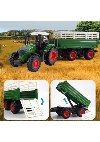 1/24 Ölçekli Traktör, Römorklu Oyun Setli - 16,5 Inç, 3-6 Yaş Arası Çocuklar Için (Yurt Dışından) fiyatları