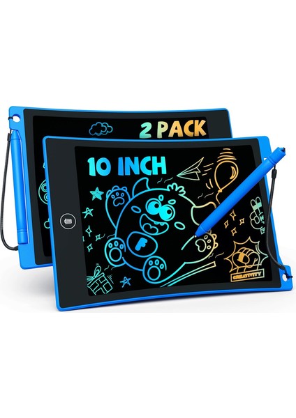 2 Paket Anti-Kayıp Kalemli LCD Yazma Tableti, 10 Inç Silinebilir Doodle Tahtası Boyama Çizim Pedi Çocuklar Için, Araba Gezisi Eğitici Oyuncaklar Doğum Günü Hediyesi 3 4 5 6 7 Kız E (Yurt Dışından)