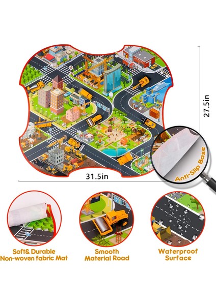 Inşaat Oyuncak Kamyonları - Mat (22.7X32.7INCH) ve Yol Tabelalı 8 Mini Inşaat Aracı, Çocuklar Için Yürümeye Başlayan Çocuk Oyuncakları Yaş 3,4,5,6 Yaşında Doğum Günü Noel (Yurt Dışından) fırsatları
