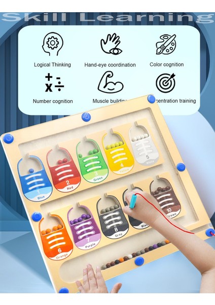 Manyetik Renk ve Sayı Labirenti - Montessori Ahşap Renk Eşleştirme Öğrenme Sayma Bulmaca Tahtası - Erkek Kız Çocuklar Için Ince Motor Becerileri Oyuncakları 3 4 5 Yaşında (Yurt Dışından) fiyatları