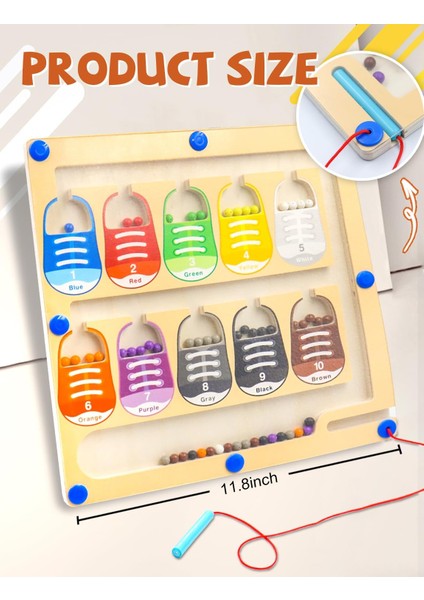 Manyetik Renk ve Sayı Labirenti - Montessori Ahşap Renk Eşleştirme Öğrenme Sayma Bulmaca Tahtası - Erkek Kız Çocuklar Için Ince Motor Becerileri Oyuncakları 3 4 5 Yaşında (Yurt Dışından) fırsatları