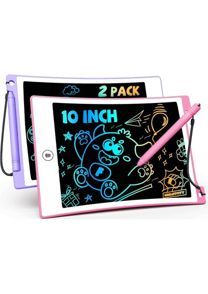 10IN 2 Paket LCD Yazma Tablet Boyama Doodle Tahtası Çizim Eskiz Defteri, Anti-Kayıp Stylus ile Çocuklar Için, Araba Gezisi Eğitici Çocuk Oyuncakları Doğum Günü 3 4 5 6 7 Kız Bebekl (Yurt Dışından)